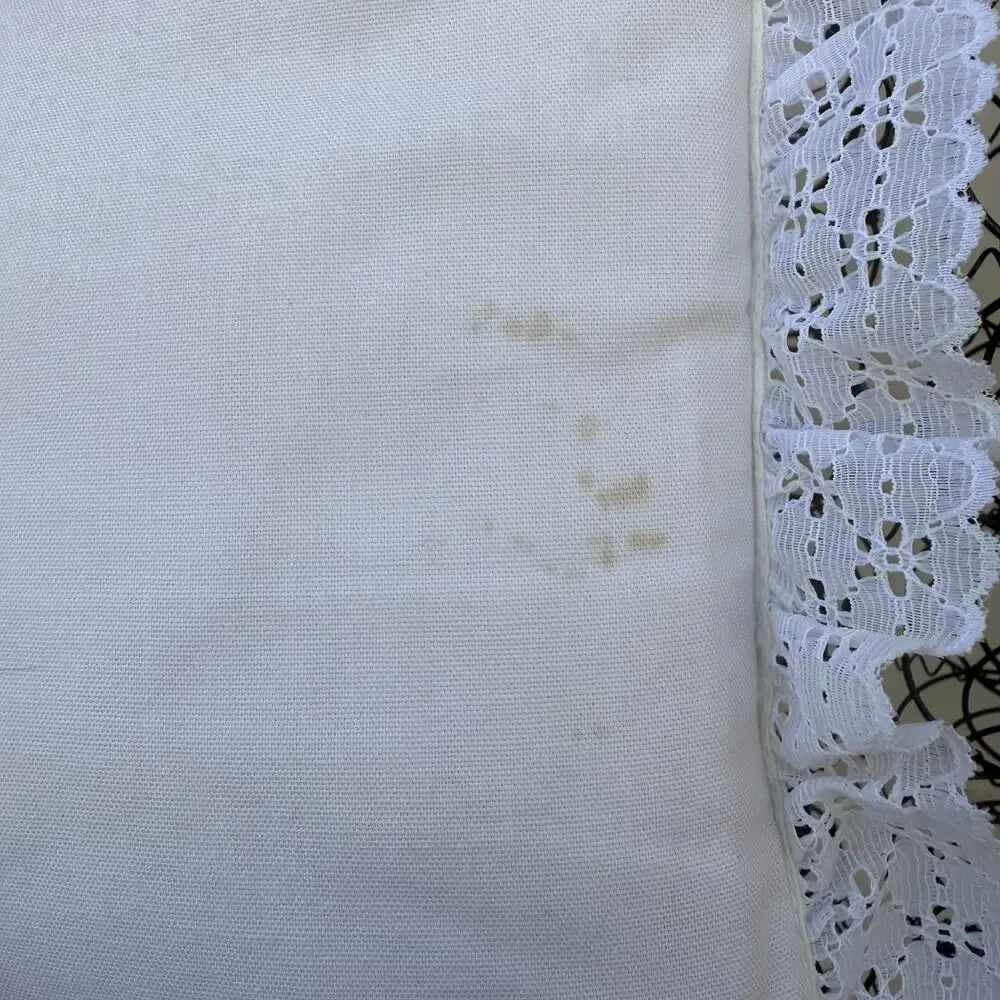 VTG 90s Cottagecore Floral Needlepoint Eyelet Lace Grannycore Throw Pillow 14x14